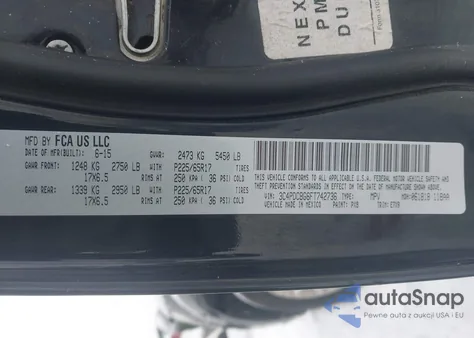 2015 Dodge Journey Sxt from USA, damaged, VIN 3C4PDCBG6FT742736